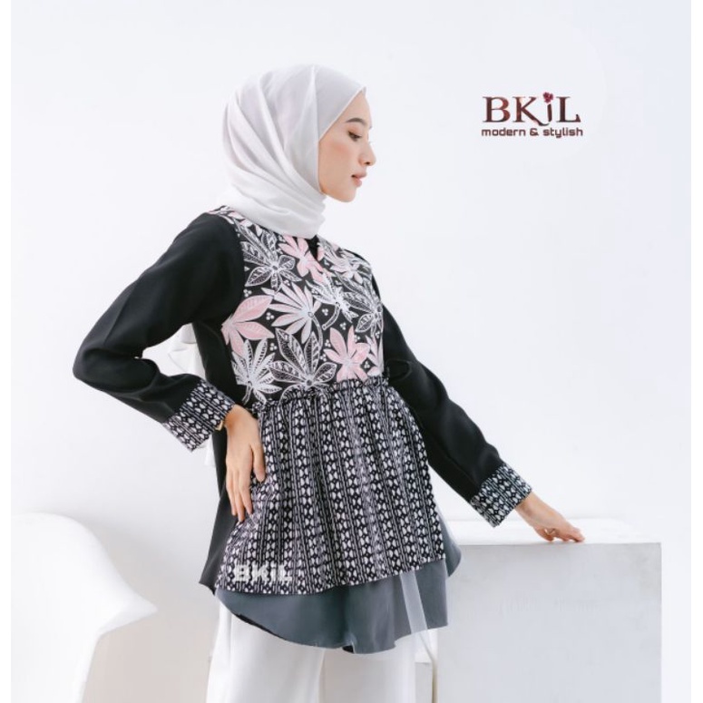 tey-17 Batik wanita ASJ SA HRB026 baju batik wanita moderen casual size M L XL XXL-B. Q tela daun