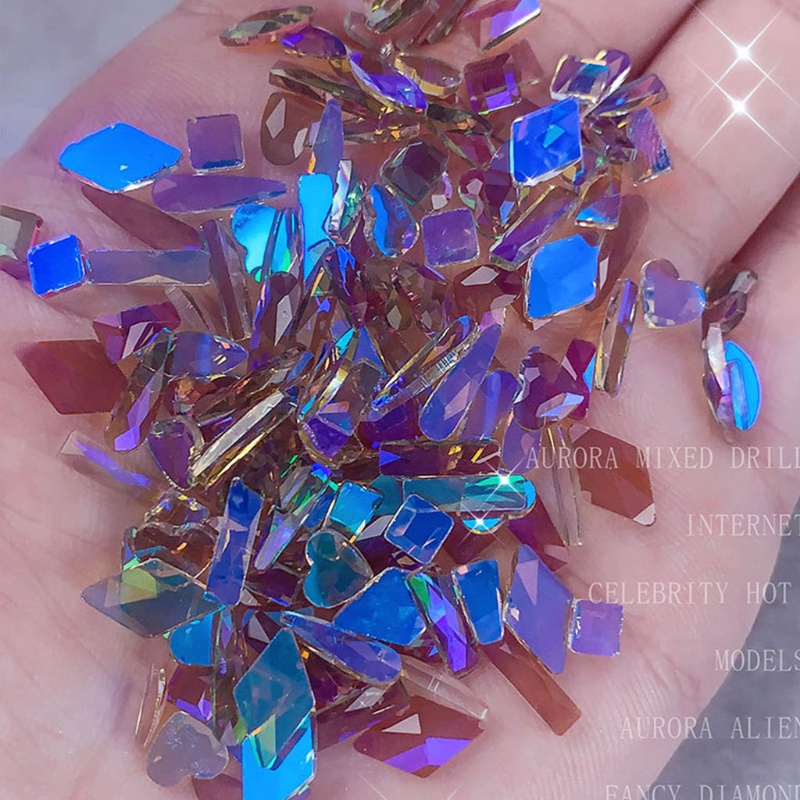 SIY  Mixed Shape 100pcs 3D Nail Art Rhinestones Flatback Glass Nail Stones Decor