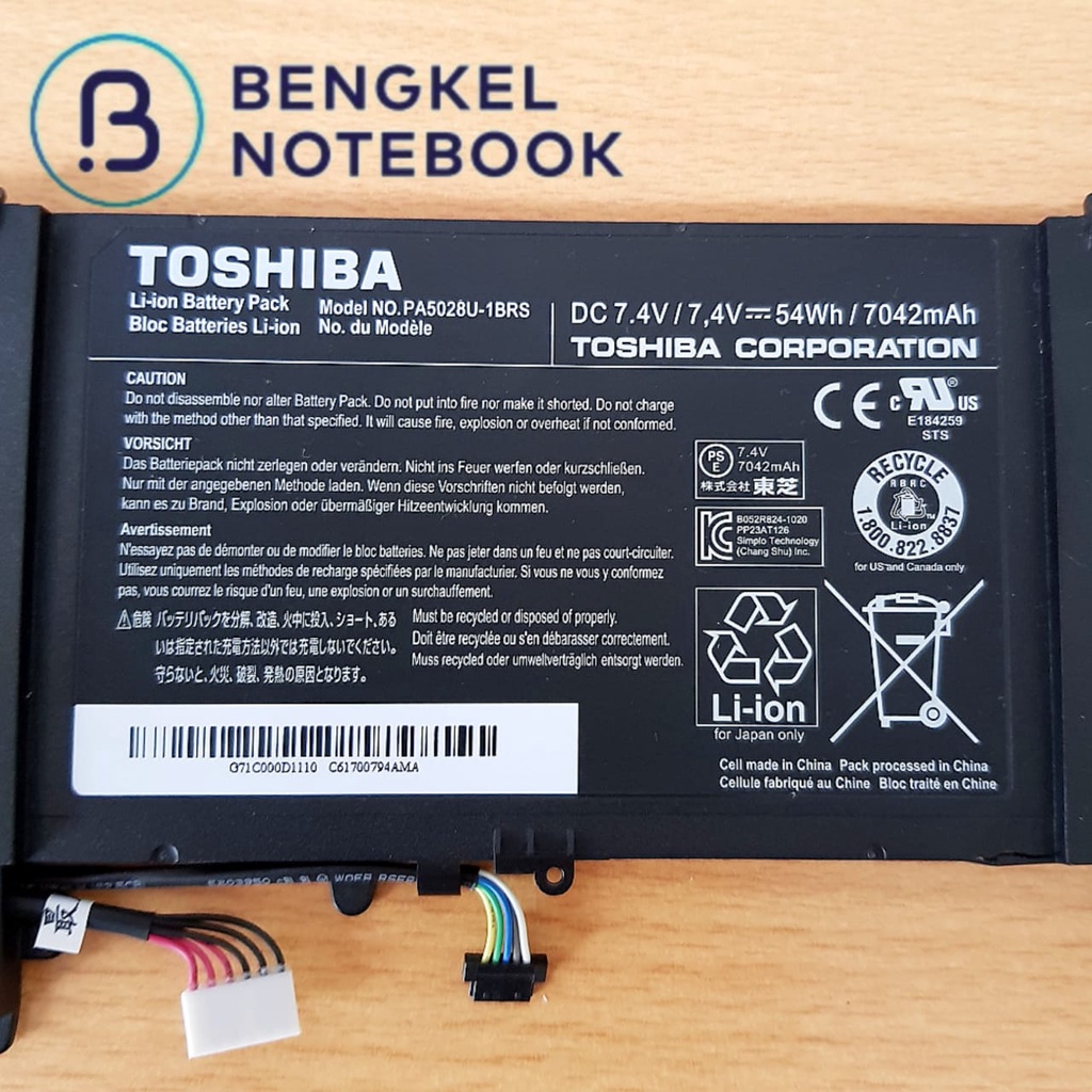 Baterai Toshiba U840 U845 U845T PA5028 PA5028U PA5028U-1BRS ( 7.4v -7042mAh)