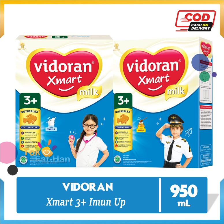 

Vidoran Xmart 3+ Imun Up Madu / Vanila 925 gram - Susu pertumbuhan anak usia 3-5 Tahun