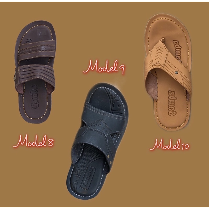 Sandal pria kulit sintetis | Grosir isi 5pcs seri | Paket Usaha Sandal murah