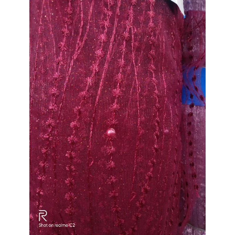 Kain Tulle/tile Mutiara bunga kecil