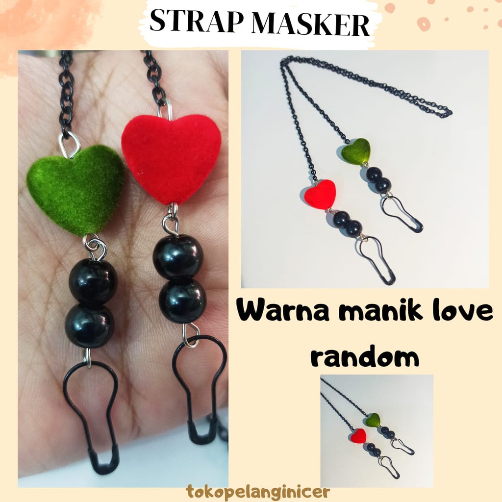 Strap masker mutiara love kalung masker Tali Masker Korea Kalung Masker  Rantai Masker Mutiara