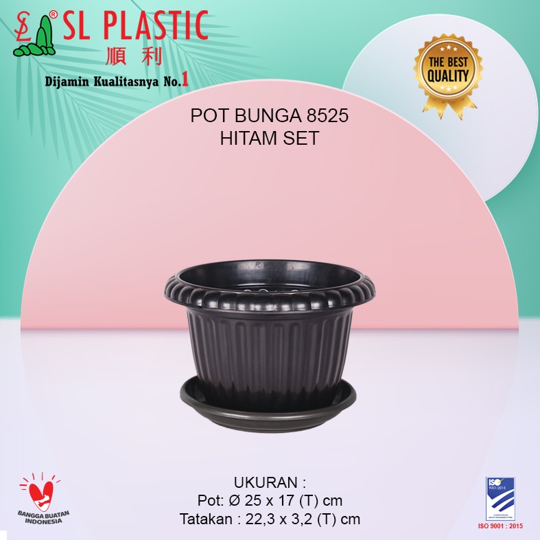 Pot Bunga / Pot Tanaman Warna Hitam Tipe 8525 SET SL PLASTIC