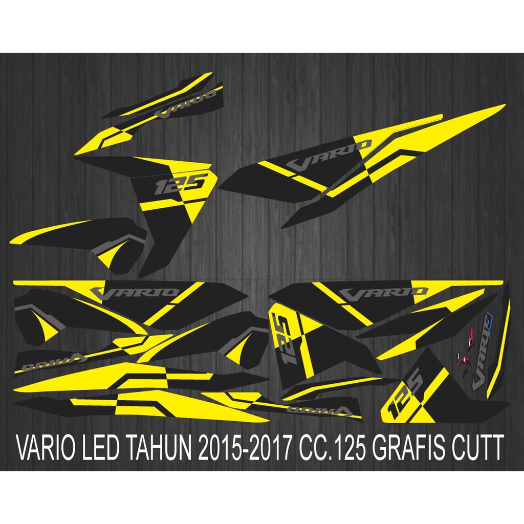 STIKER STRIPING VARIASI HONDA VARIO LED NEW TAHUN 2015-2017 CC125 GRAFIS CUTT WARNA KUNING