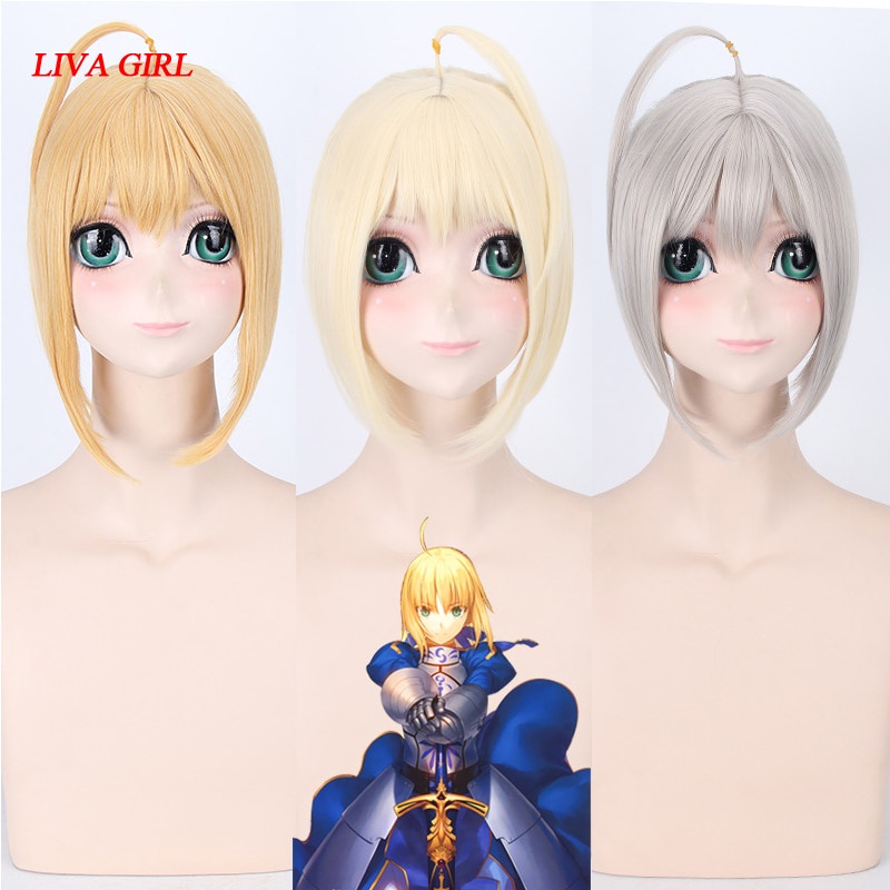 PREORDER Fate/stay night Fate/Grand Order Saber wig Cosplay Golden Cream-coloured Lavender Wig Cospl