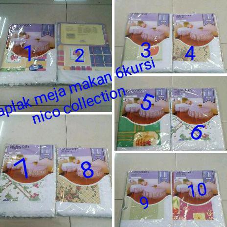 taplak meja makan plastik motif 6 kursi meiwa