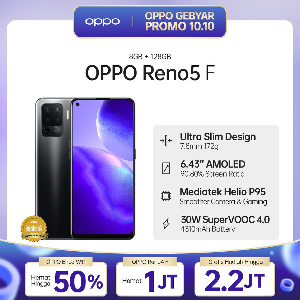 OPPO Reno5 F 8GB/128GB [48MP Quad Camera, 30W VOOC Flash Charge 4.0, Dual-View Video]-0