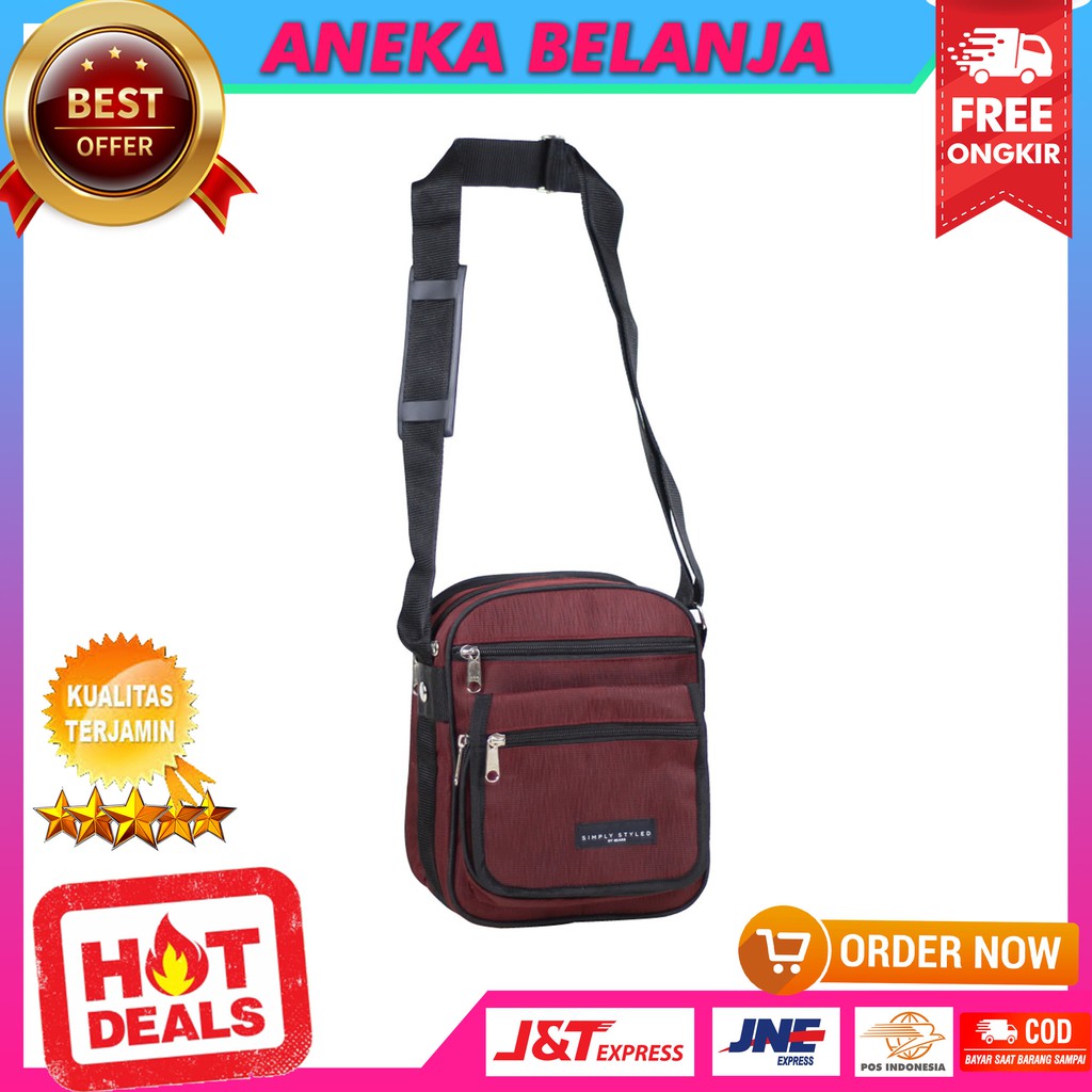 New Arrival Tas Selempang Simply Kecil Merah Berkualitas Fashionable Keren Tas Hangout Workout Murah