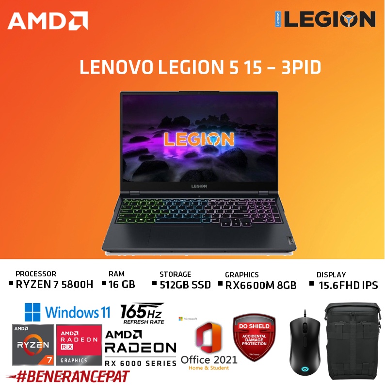 LENOVO LEGION 5 15 RYZEN 7 5800H 16GB 512SSD RX6600M W11+OHS 15.6FHD 165HZ BLUE -3PID