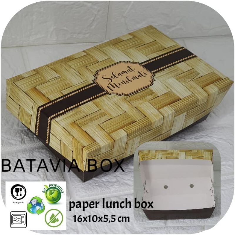 Papperbox/Papperlunch uk M 16x10x5,5 motif besek coklat