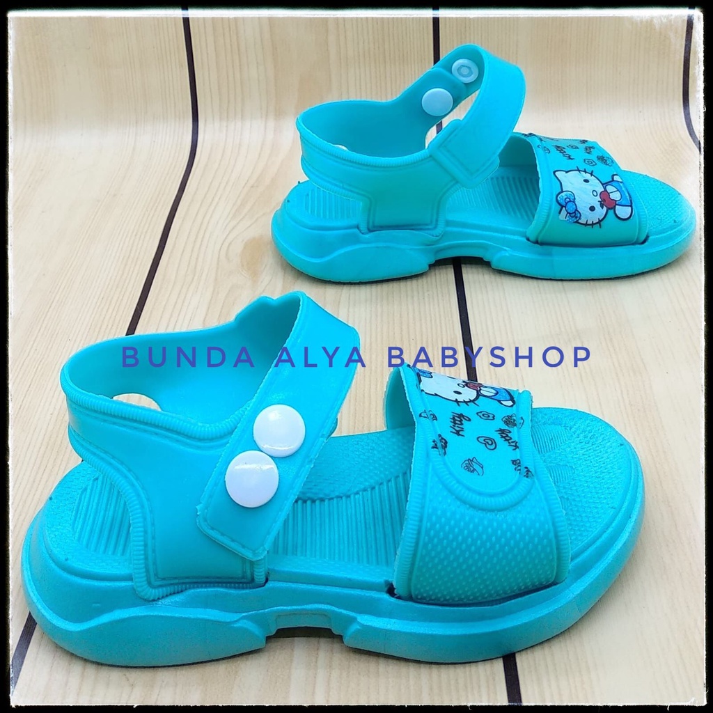 Sendal Anak Perempuan Usia 6 Bulan 1 2 3 4 Tahun Karet Elastis Empuk - Sepatu Sandal Anak Cewek Tali Karet Anti Licin BIRU TOSKA Size 18 - 29