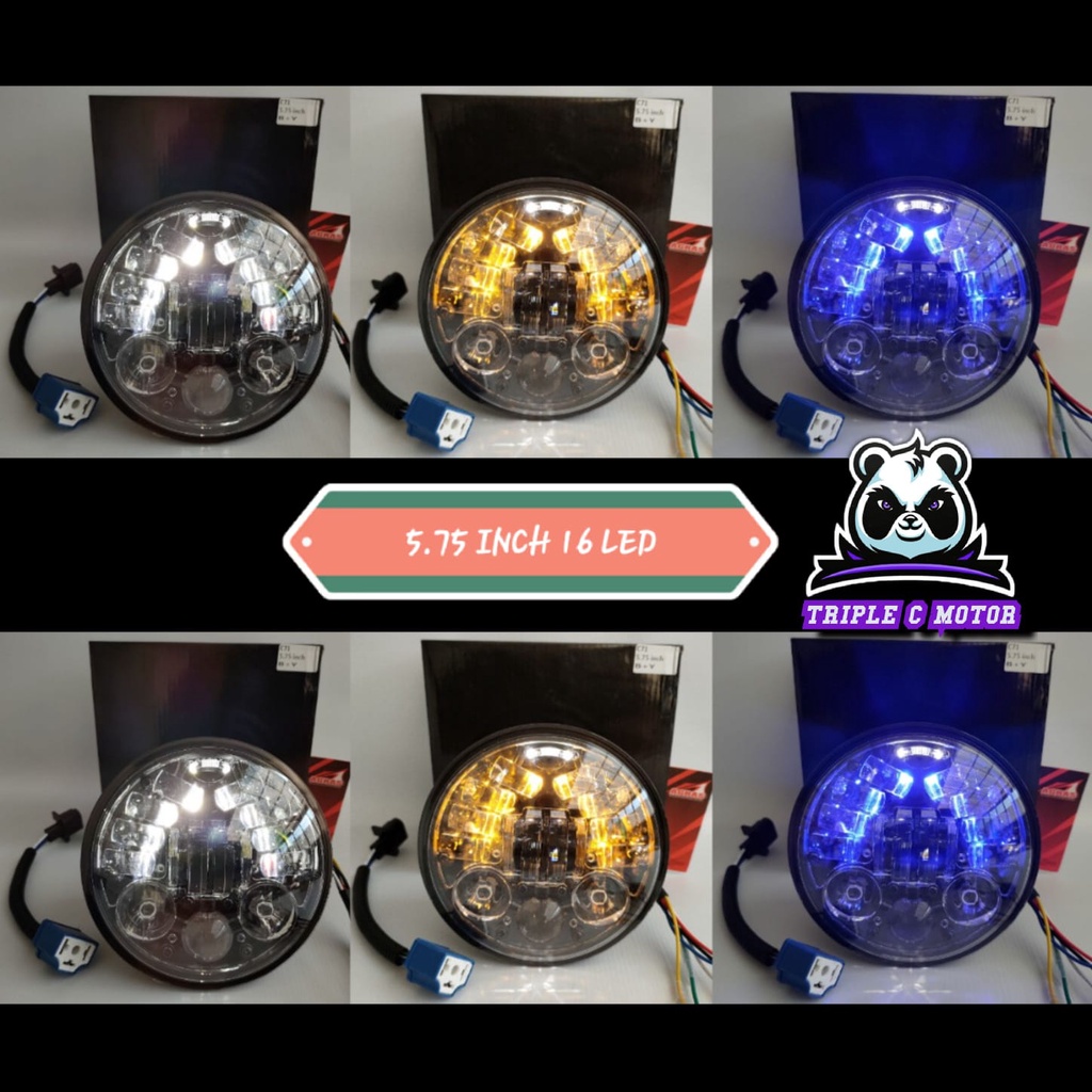 REFLEKTOR DAYMAKER 16 LED 5.75 INCH HEAD LAMP JUTE  VAN VAN CB100 NWR LAMPU KOTA BIRU / PUTIH
