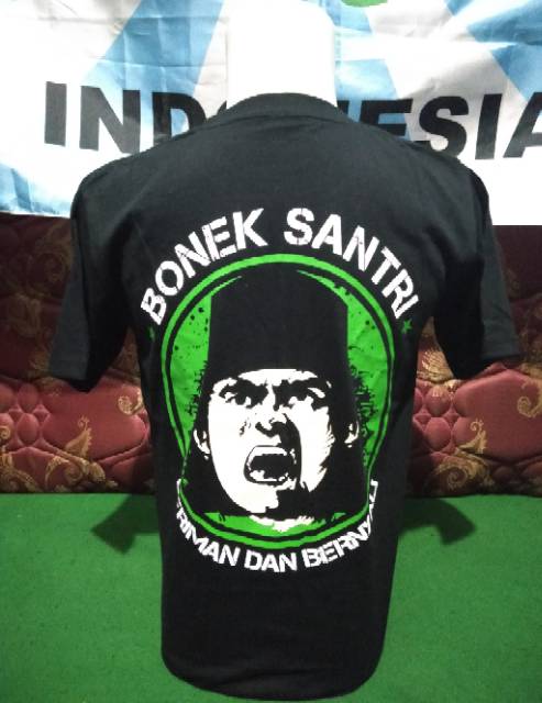 Kaos Distro BONEK SANTRI NEKAT Beriman dan Bernyali WANI Hitam Terbaru 2019