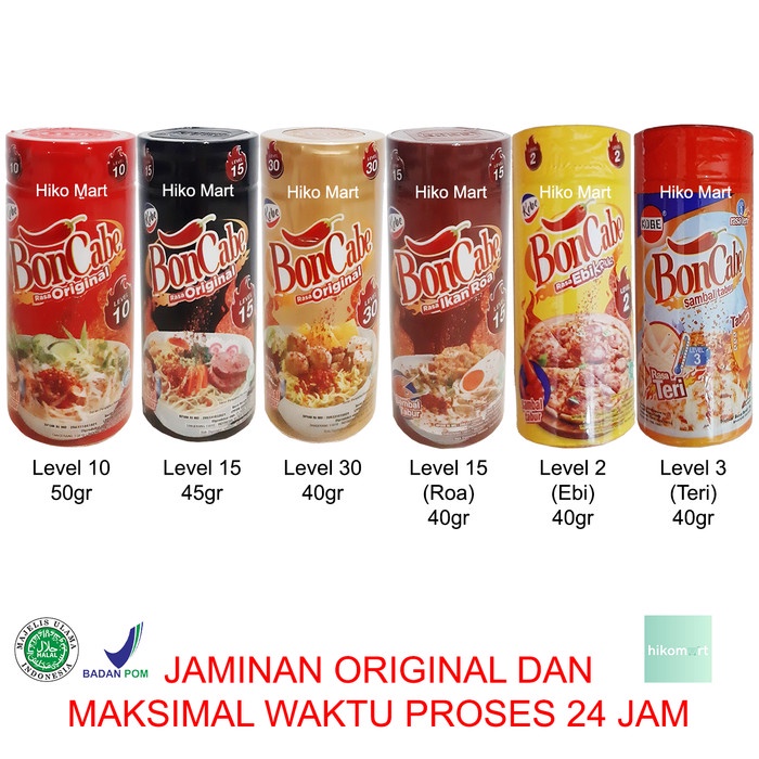 

Sambal-Aneka- Boncabe Original Botol Level 15 10 30 Roa Sambel Tabur Bon Cabe Kobe - Level 10
