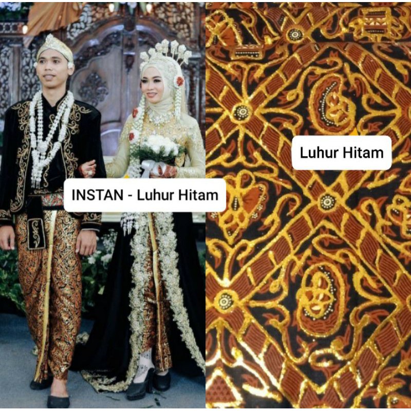 [Sepasang] Jarik Pengantin Prodo - Motif Luhur Hitam || Instan &amp; Lembaran