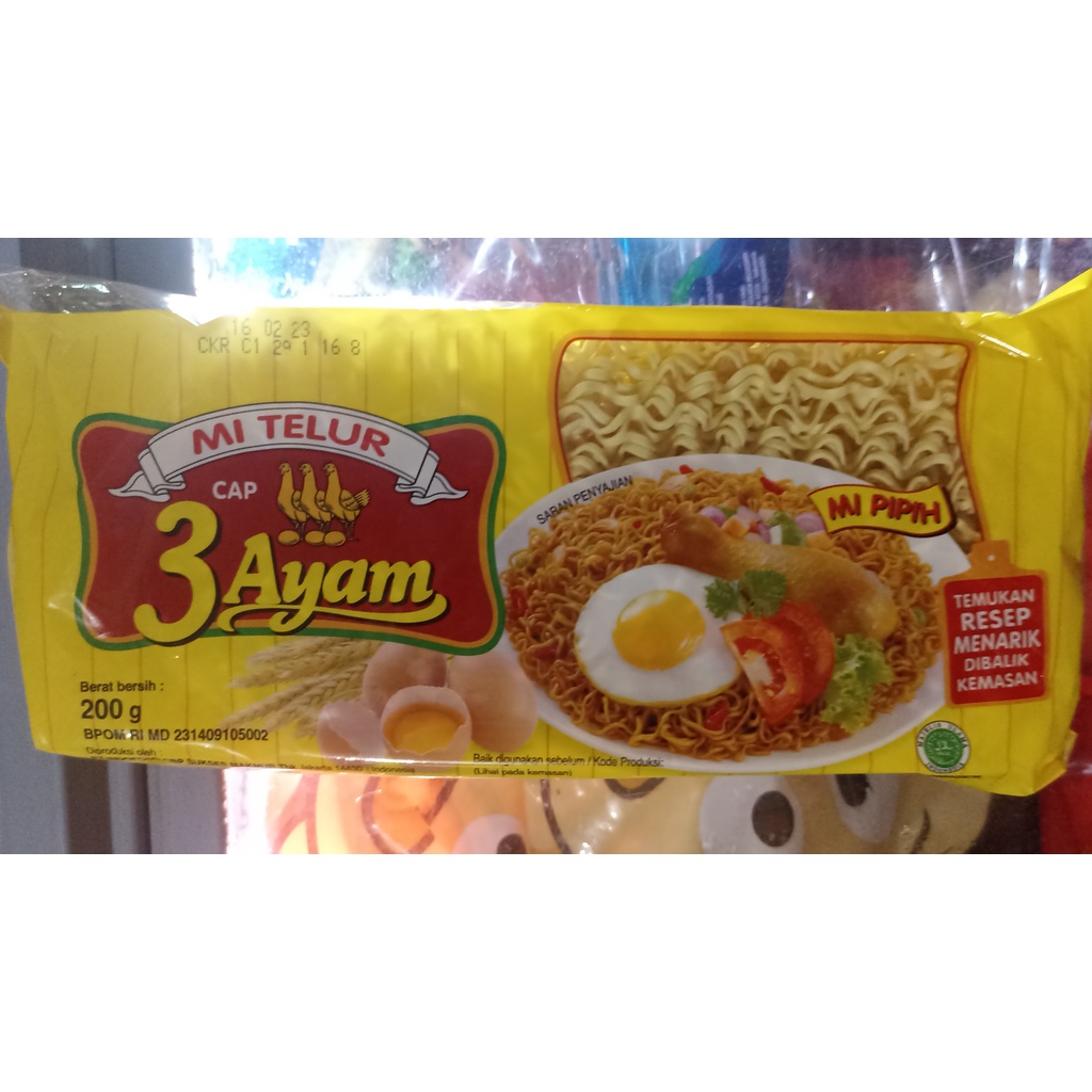 

Mie Telur Tiga 3 Ayam 200gram