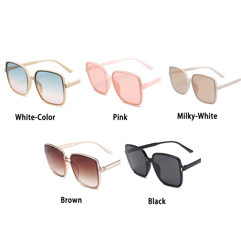 Kacamata Pria/wanita Korean Fashion Retro Square Frame Kacamata Hitam Wanita Metal Sunglasses Anti Uv400 -PD