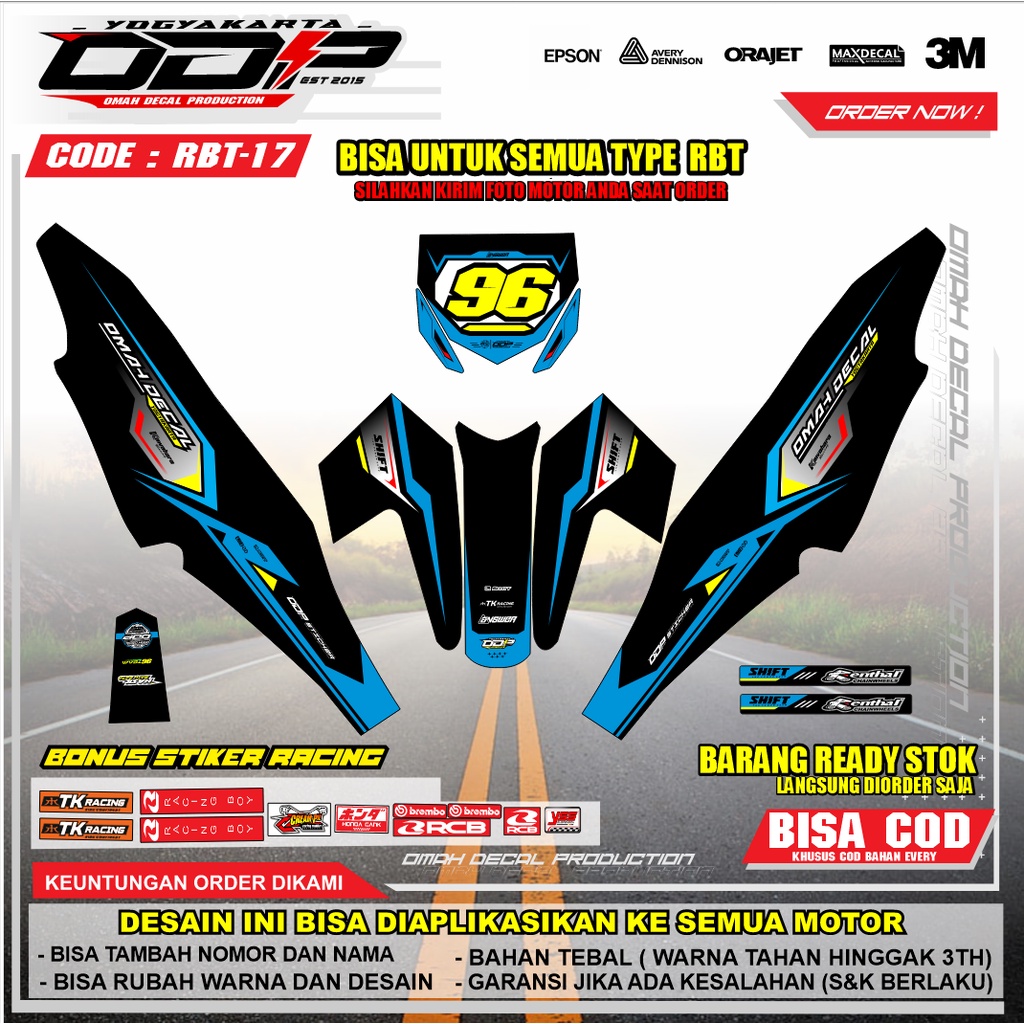 DECAL RBT BODY JUPITER YAMAHA VEGA NEW FULL BODY DEKAL STICKER STRIPING TERBARU HONDA BODY REVO SUPR