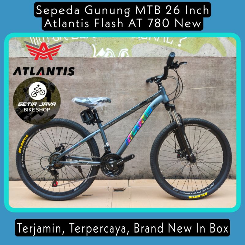 Sepeda Gunung MTB 26 Inch ATLANTIS FLASH AT-780 New Steel Hi-Ten 3x8 Speed