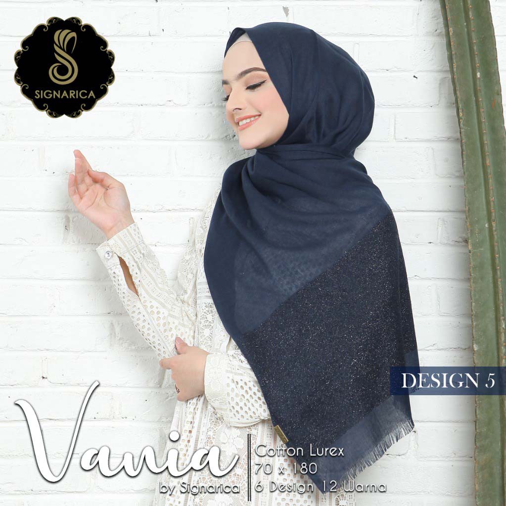 Pashmina Vania Design 5 Tepi Rawis 180 x 70 cm Cotton Lurex