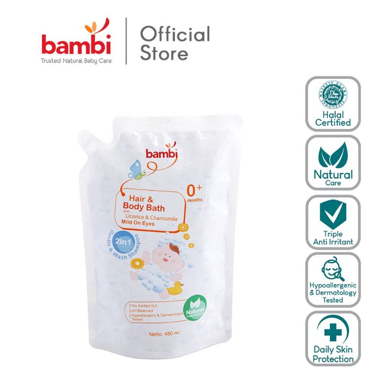 Bambi Baby Shampo/ Hair &amp; Body Bath/ Milk Bath 450ml (PROMO POTONGAN HARGA)