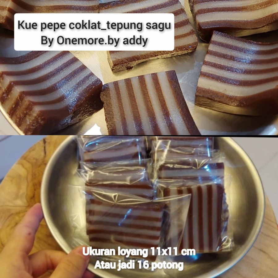 

kue pepe coklat per loyang 11x11 cm (atau 16 potong)_lapis sagu pepe