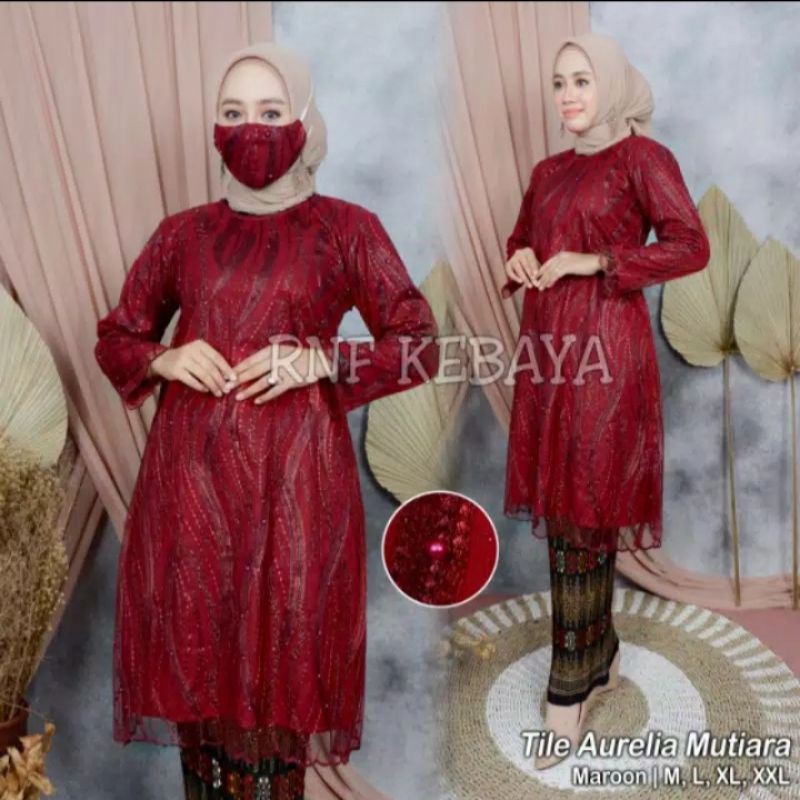 RNF•KEBAYA TUNIK TULLE MUTIARA GRATIS MASKER-KEBAYA MODERN-KEBAYA PESTA