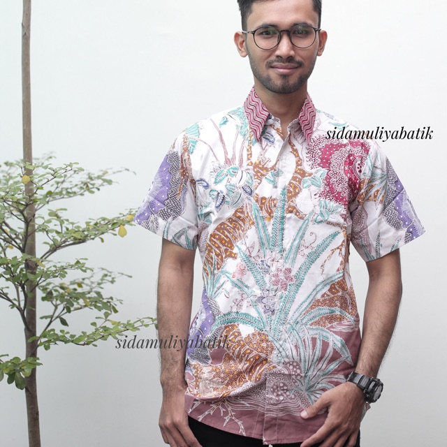 Sidamuliya Batik Tulis Kemeja Pria Slimfit Premium Prabangkara Lengan Pendek