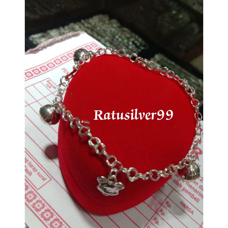 Gelang kaki labu baby perak murni 99