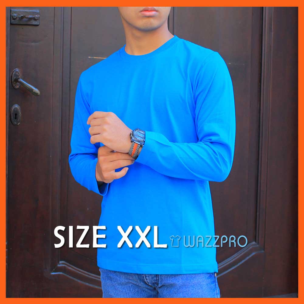 XXL Kaos Polos Distro Pria Wanita Cotton Combed 30s Lengan Panjang Turquoise Tua  / Baju Polos Cowok