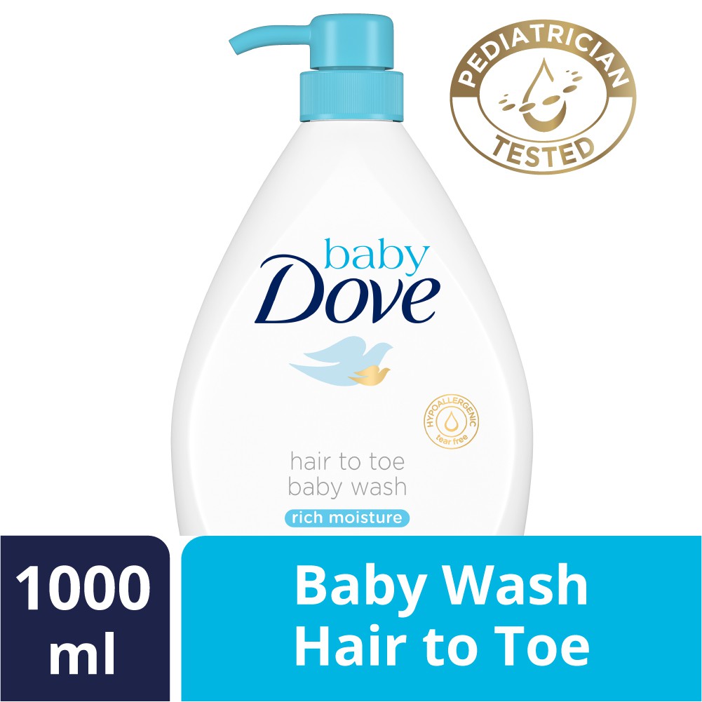 Baby Dove Hair to Toe Wash Rich Moisture 1L - Sabun Mandi Bayi 100% Skin Natural Nutrients