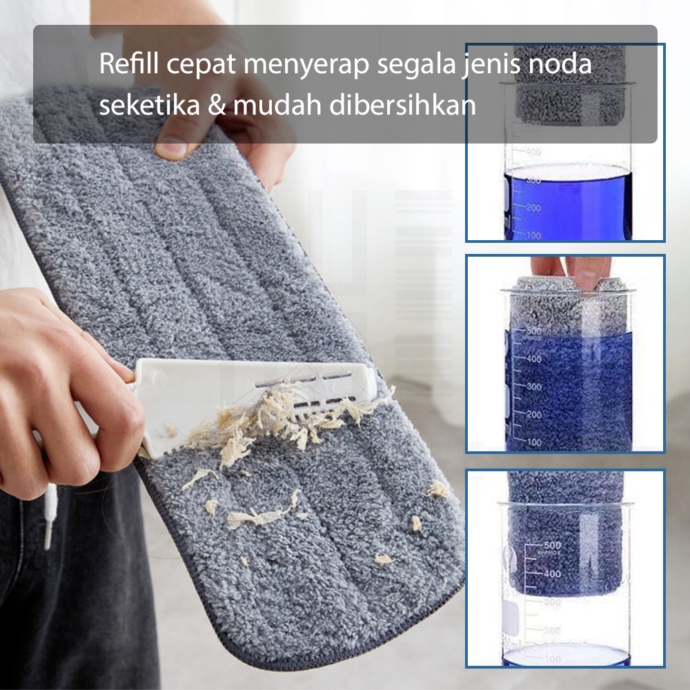 Refill Kain Alat Pel Lantai Ultra Mop Sprayze Pel Lantai Semprot Otomatis Spray Mop White HUGO