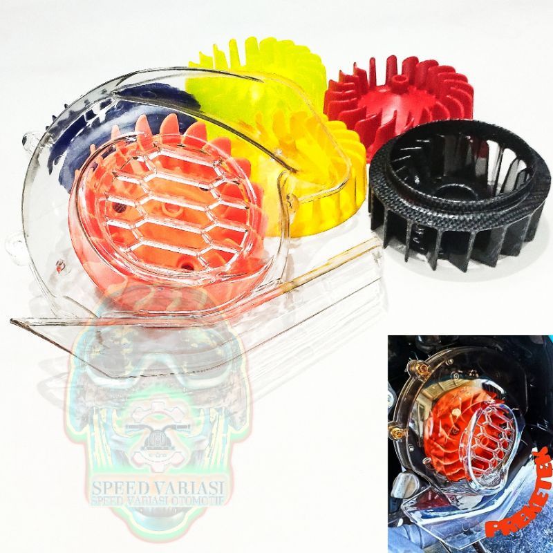 Tutup Cover Transparan Karbon Chrome Fazzio Kipas Soul GT 125 Mio M3 125 Mio Gear 125