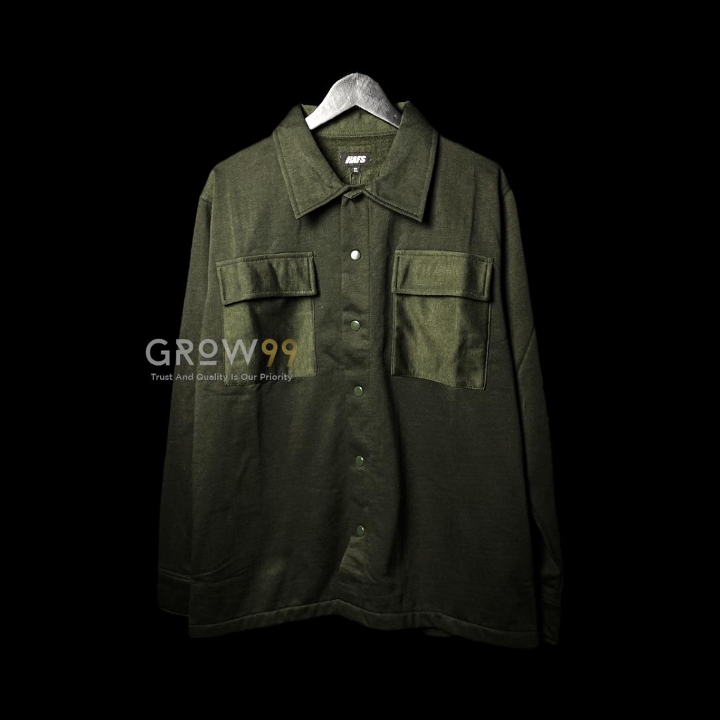 SHACKET JACKET PLEECE - JAKET SHACKET PRIA ORIGINAL - JAKET CASUAL PRIA-GREEN ARMY