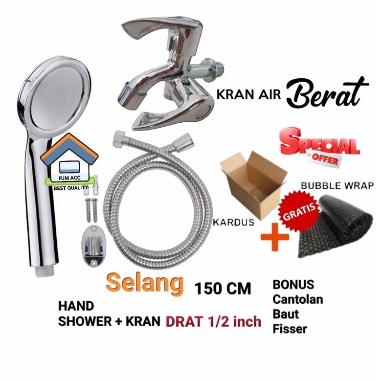 Paket Shower mandi Tekanan Tinggi dan Kran Cabang Engkol 6032