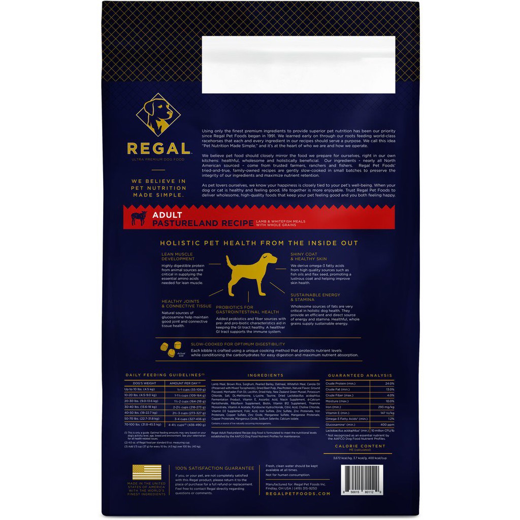 Regal Adult Pastureland Lamb Recipe Dry Dog Food 5.9kg Makanan Anjing