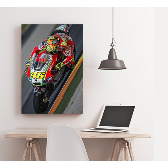 Hiasan Dinding Valentino Rossi Ducati / Poster Valentino Rossi Ducati / Hiasan Kamar Moto GP Rossi