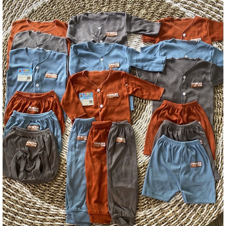 Paket Hemat baju bayi polos 18 pcs|9 Stel merk Pip Mim dan Dennis baby wear-7