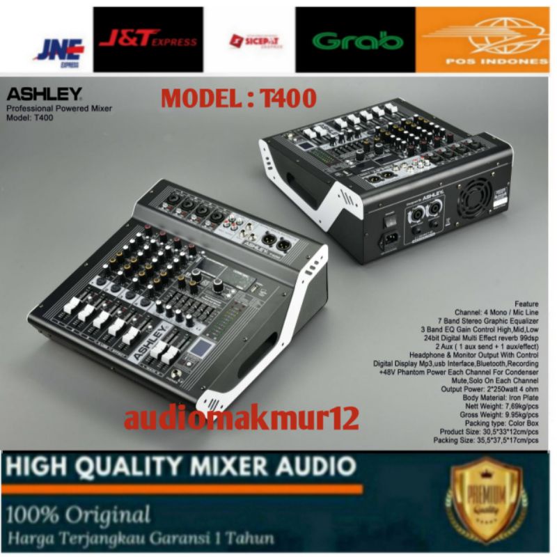 power mixer Ashley t400 Ashley t 400 4channel original