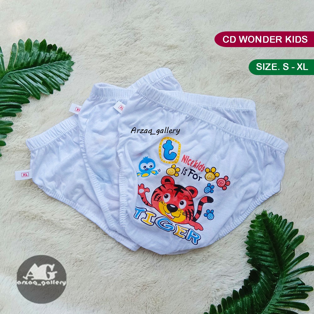 [ 3 pcs ] - CD Celana Dalam Anak Laki-Laki Putih Kartun Carakter / CD WONDER KIDS mika Putih | Celana Dalam Anak | Cd