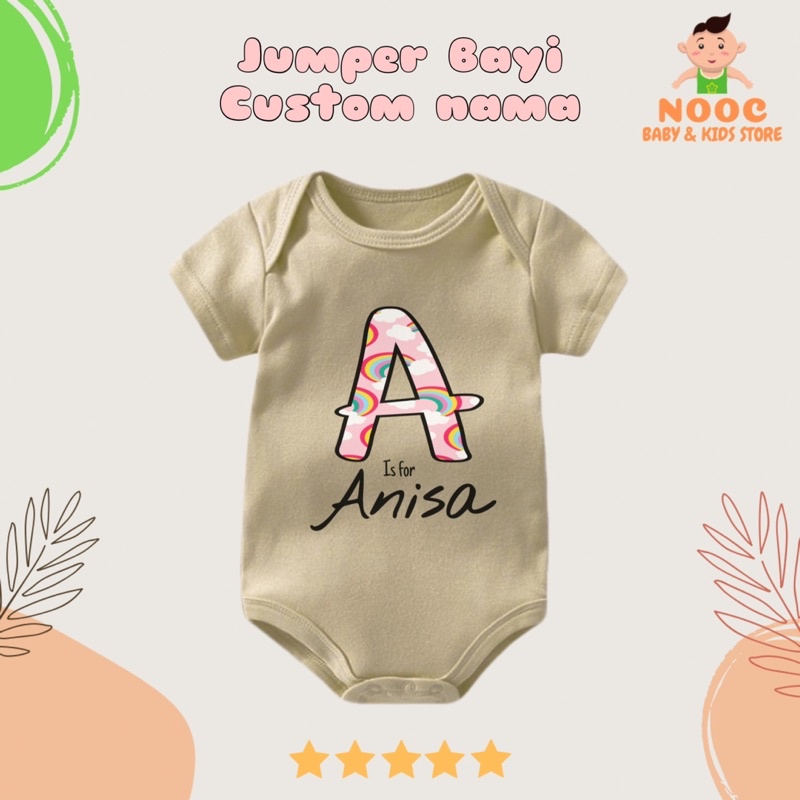 Jumper Bayi Custom NAMA (MOTIF 1) / BAJU MASUKAN NAMA / Jumper Nama Bayi