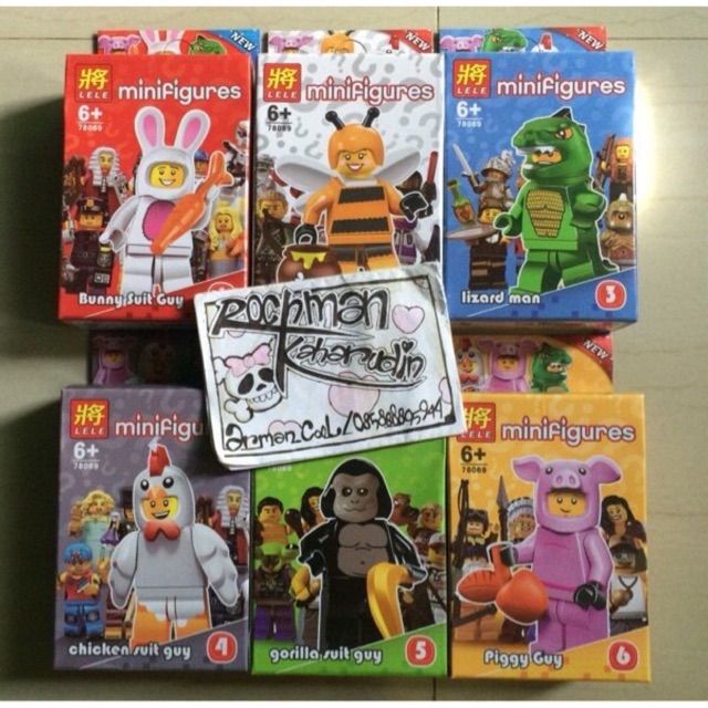 GROSIR MURAH MAINAN BRICK ANIMAL SUIT LELE 78069 MINIFIG SET Chicken Bunny Suit Guy
