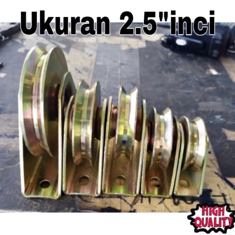 Roda pagar 2.5"inci (65mm) Roda pintu paret besi 2.5” model siku & bulat Roda gerbang 2 1/2”inci