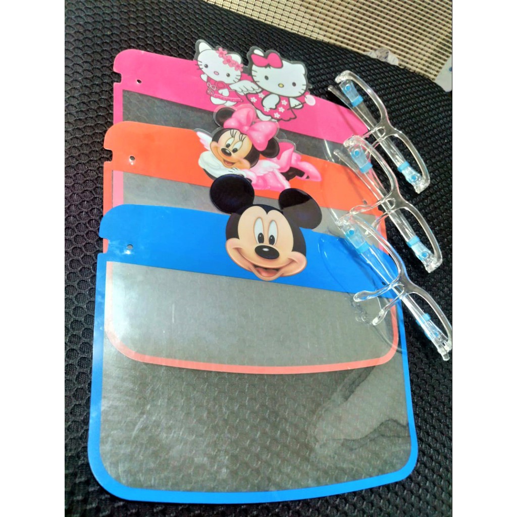 Kacamata Face Shield Anak Karakter Kartun Hello Kitty Minnie Mouse  Mickey Mouse Masker Anak