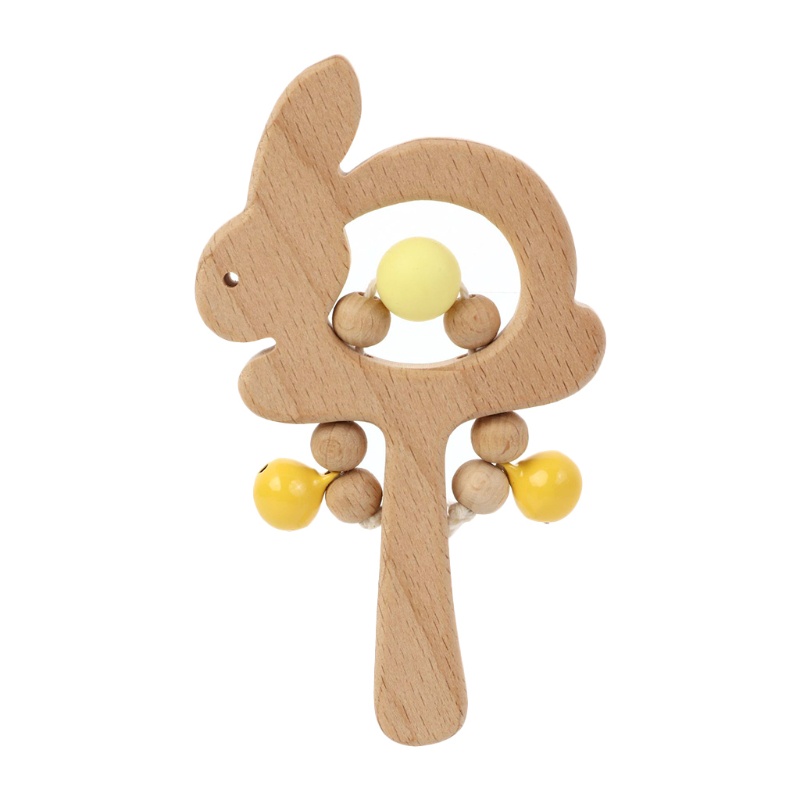 Mary Mainan Edukasi Teether Rattle Bentuk Kelinci Bahan Kayu Untuk Bayi