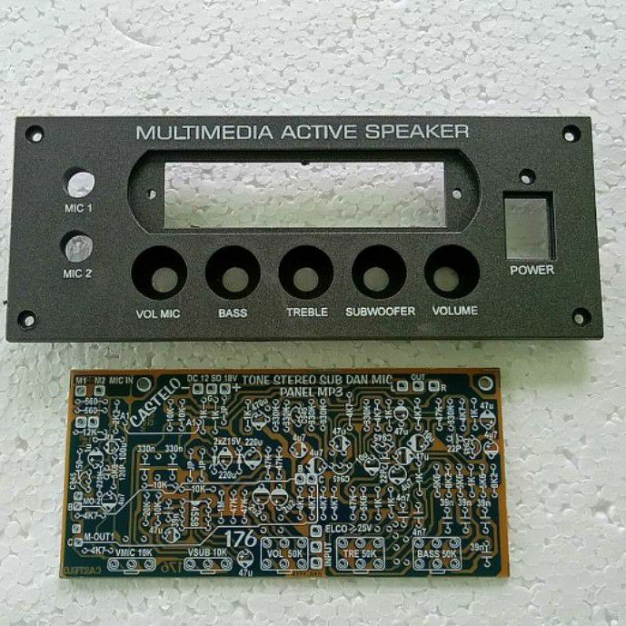 Panel Multimedia Active Speaker USB 2 Mic  Subwoofer Plus PCB Tone Control Stereo Tipe 176