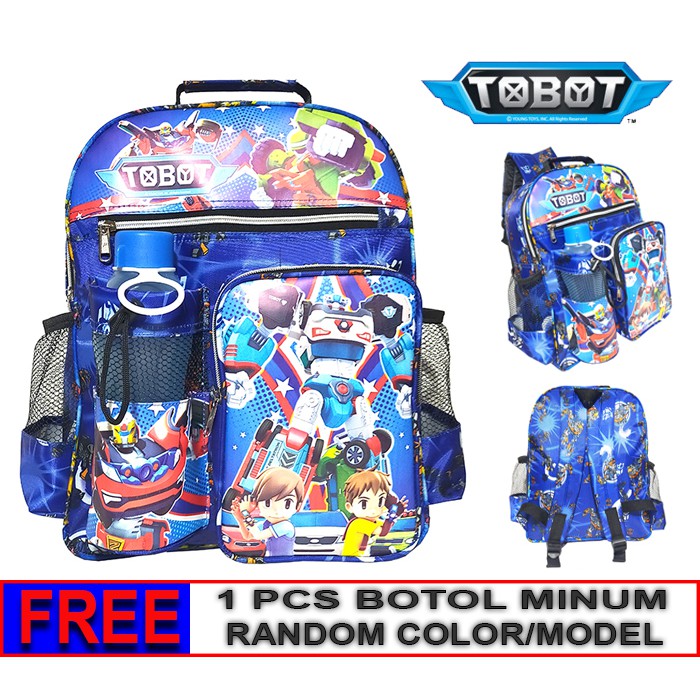 Tas Ransel anak Sekolah TK / SD karakter Tobot free botol // Tas ransel Tobot