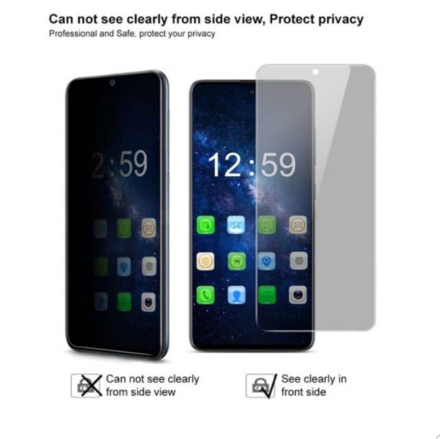 tempered glass anti spy privacy SAMSUNG A51 A71 anti gores kaca