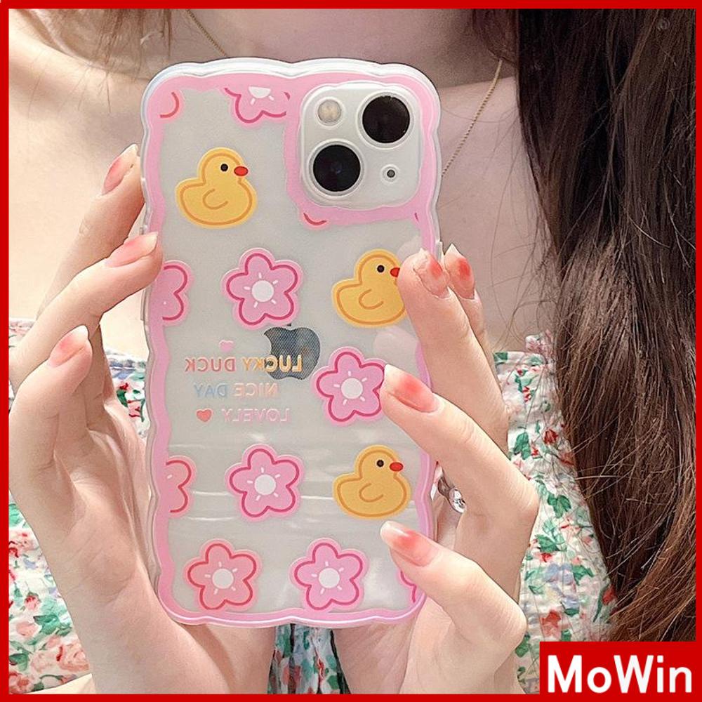 iPhone Case Silicone Soft Case Clear Case Wave Non-Slip Shock Resistant Camera Full Coverage Protection Flower Duck For iPhone 13 Pro Max iPhone 12 Pro Max iPhone 11 iPhone 7 Plus